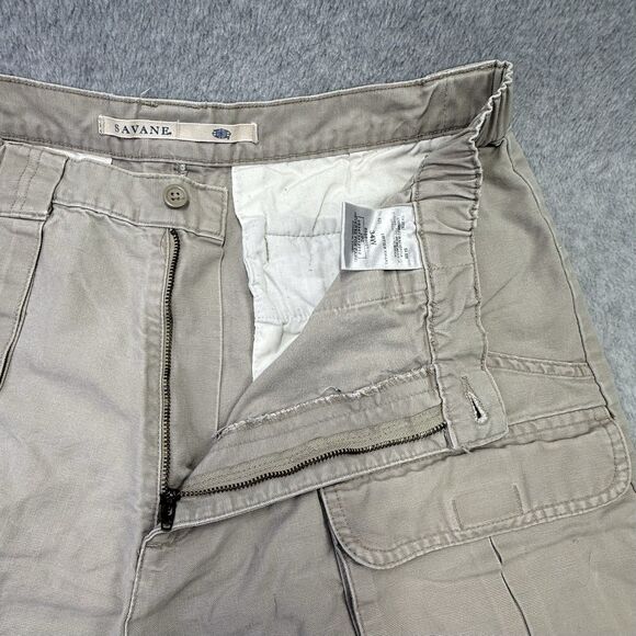 Savane Cargo Shorts Women Size 34W Tan Hook & Loop Pockets Comfort Elastic Waist - Picture 4 of 10